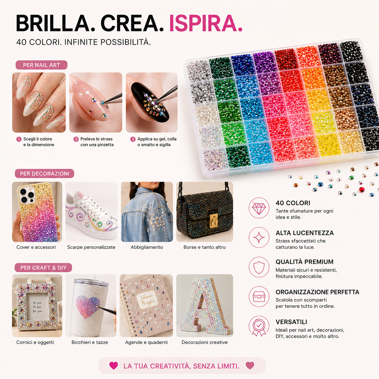 Strassia Set Decorazione Diamanti 32.000 Pezzi