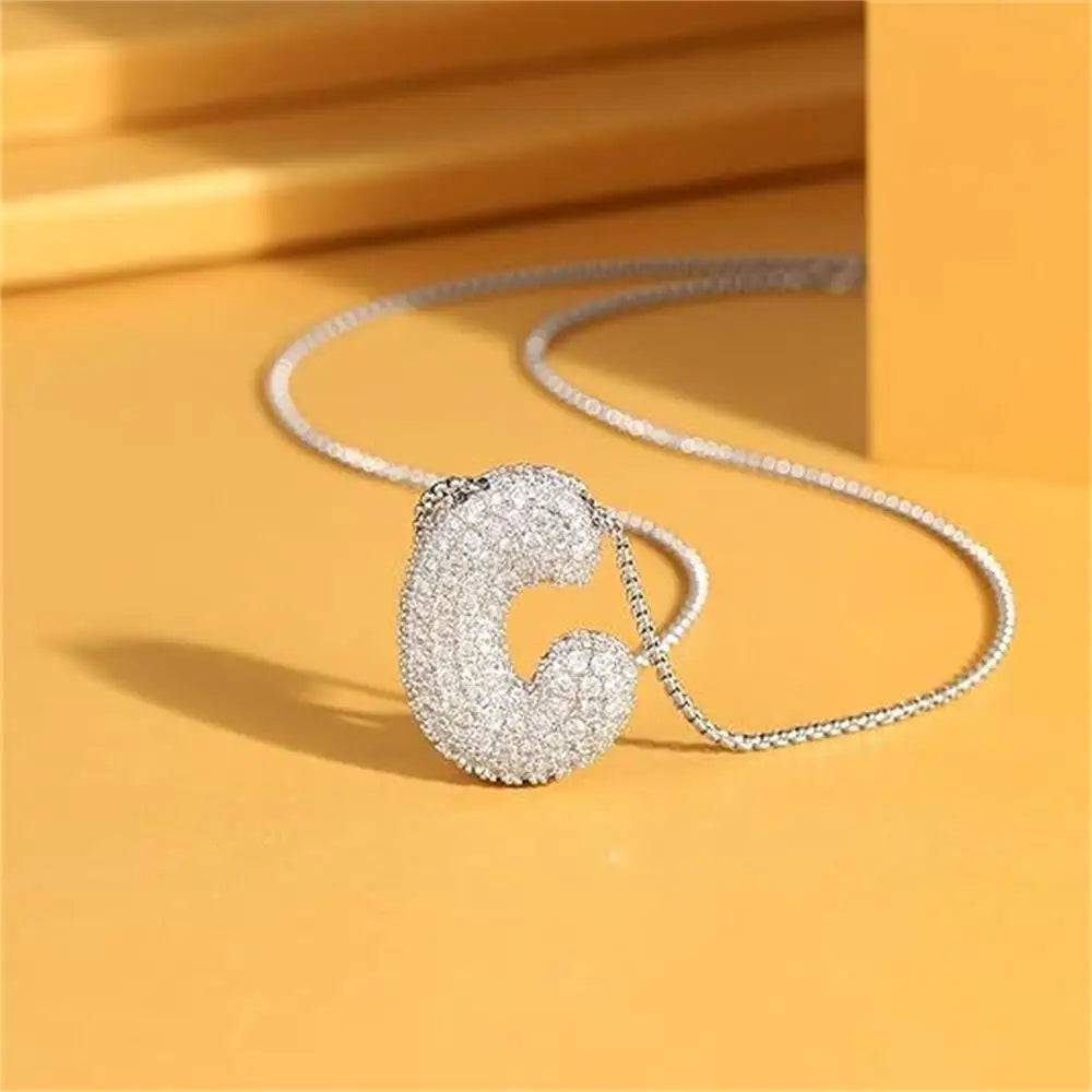 Collier à Initiale en acier inoxydable et zircon